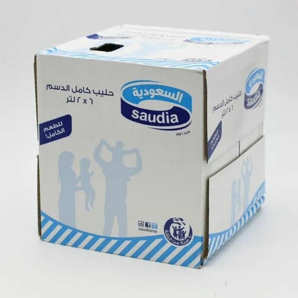Saudia long life milk full fat 2 liters x 6 pieces