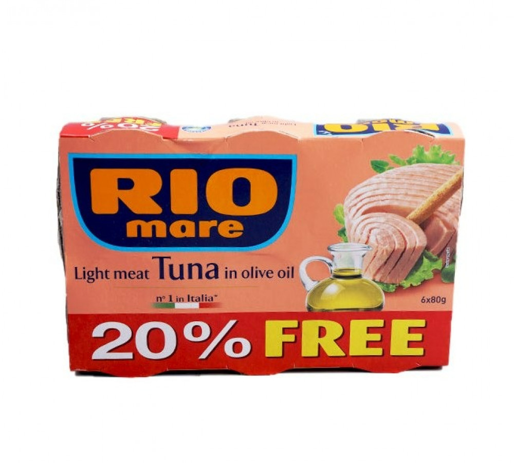 Rio Mare Light Tuna 6×80gm 20% Free