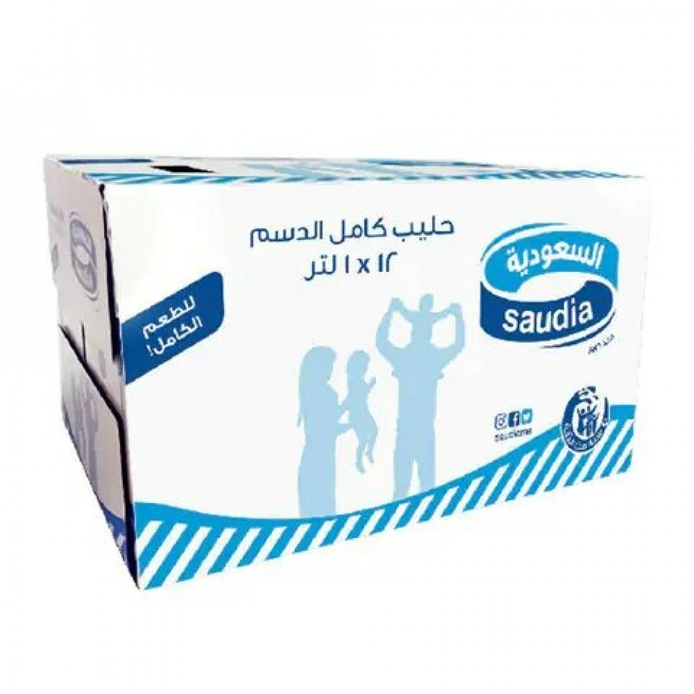 Saudia long life milk full fat 1 liter x 12 pieces