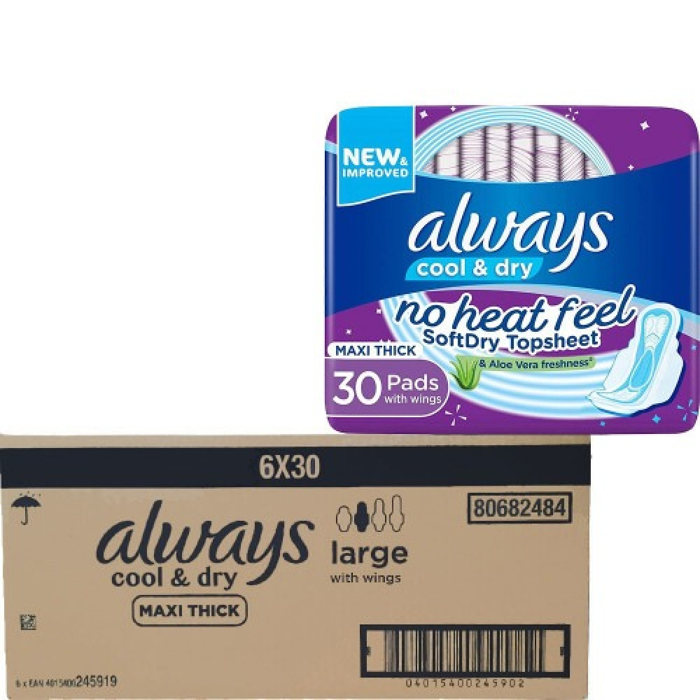 Always | Sanitary pads with wings - maxi thick - women - purple - large size - 30 pads - carton - 6 pcs