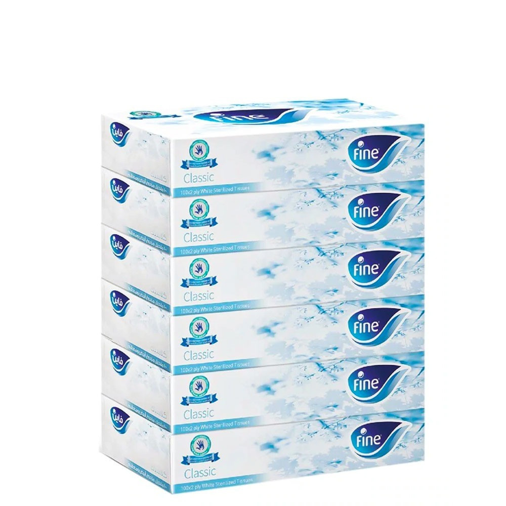 Fine tissues, boxes of 80 tissues, 6 boxes
