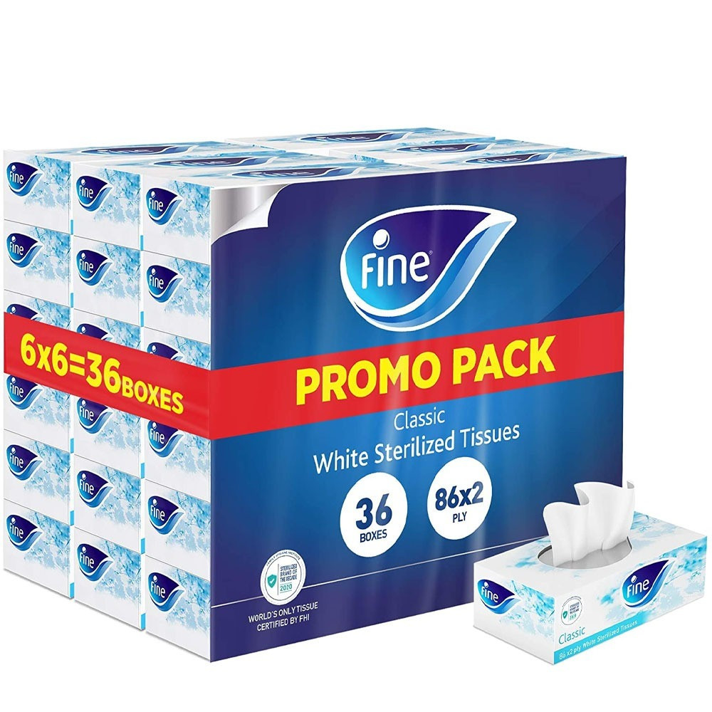 Carton of Fine tissues, boxes of 80 tissues
