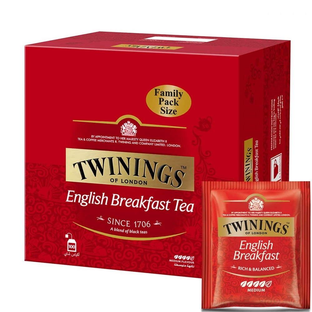 Twinings English Breakfast Tea Medium Flavor - 100 Bags