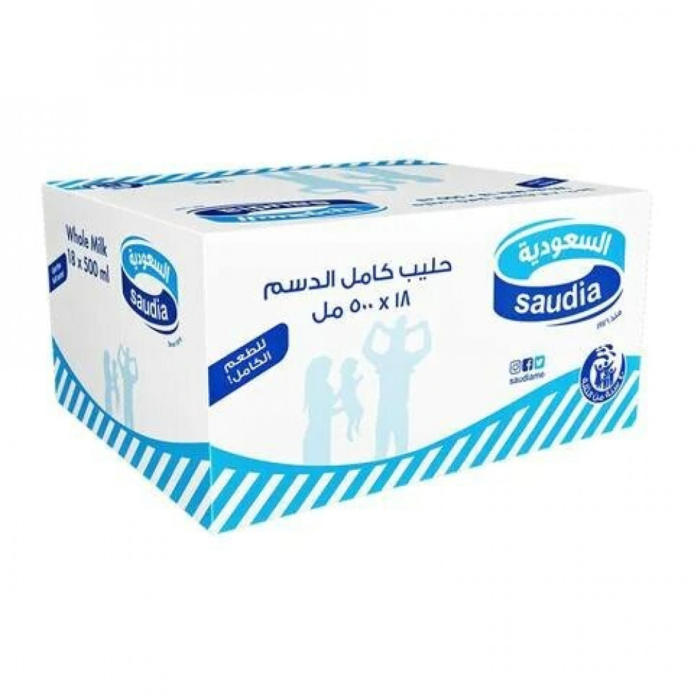 Saudia full fat milk 500 ml x 18